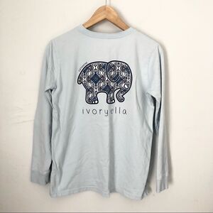 Ivory Ella light blue long sleeved tee shirt mandala print